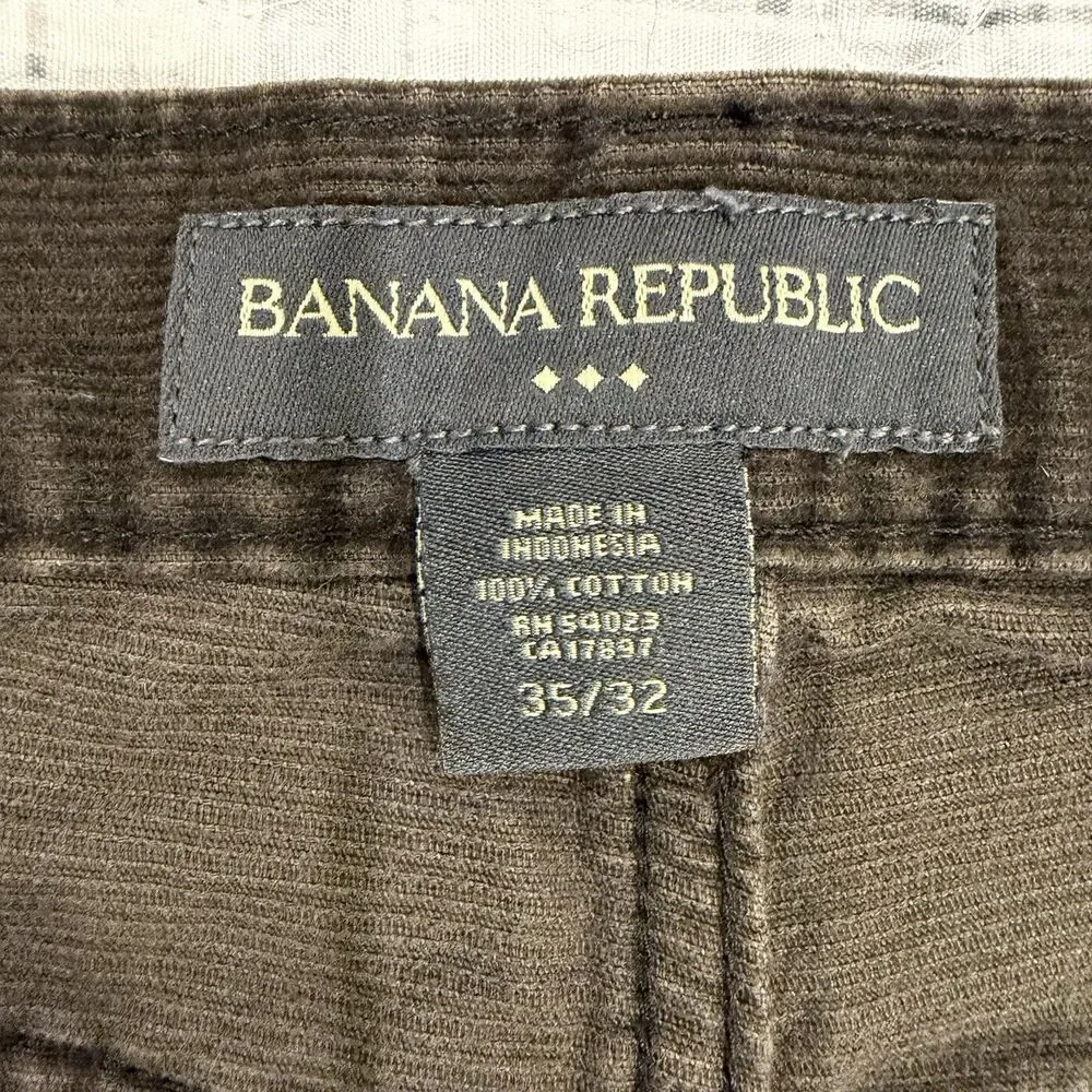 Banana Republic Pants Corduroy Mens Olive Green Straight 35/32 Button‎ Fly